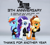 Size: 3250x2905 | Tagged: safe, artist:theretroart88, applejack, rainbow dash, rarity, earth pony, pegasus, pony, unicorn, g4, abstract background, anniversary, anniversary art, applejack's hat, clothes, colored pupils, cowboy hat, eyeshadow, female, floppy ears, folded wings, full body, grin, hat, high res, hoof on chin, horn, jacket, leather jacket, lidded eyes, looking at you, makeup, mare, one ear down, raised eyebrow, raised hoof, raised leg, smiling, smiling at you, standing, standing on two hooves, tail, trio, trio female, wings