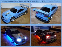 Size: 2000x1509 | Tagged: safe, artist:lonewolf3878, rainbow dash, pony, equestria girls, g4, barely eqg related, barely pony related, car, collage, customized toy, irl, nissan skyline, not a pony, photo, ponified, radio control, toy, underglow