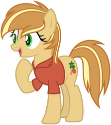 Size: 1024x1146 | Tagged: safe, artist:pegasski, oc, oc only, oc:tropicana spritz, earth pony, pony, g4, clothes, female, mare, shirt, simple background, solo, transparent background