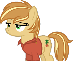 Size: 635x536 | Tagged: safe, artist:pegasski, oc, oc only, oc:tropicana spritz, earth pony, pony, g4, clothes, female, mare, shirt, simple background, solo, transparent background