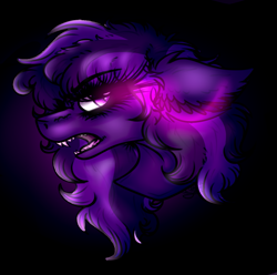 Size: 1143x1134 | Tagged: safe, artist:beamybutt, oc, oc:amethyst, earth pony, pony, ear fluff, earth pony oc, eyelashes, fangs