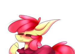 Size: 3243x2334 | Tagged: safe, artist:honeybbear, artist:ohmyarien, apple bloom, earth pony, pony, g4, blushing, cape, clothes, cmc cape, female, filly, high res, simple background, solo, transparent background