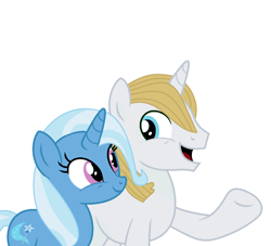 Size: 1222x1111 | Tagged: safe, artist:brightstar40k, prince blueblood, trixie, pony, unicorn, g4, duo, female, male, ship:bluetrix, shipping, simple background, smiling, straight, white background