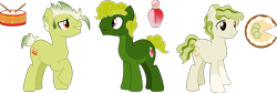 Size: 3452x1155 | Tagged: safe, artist:littlejurnalina, oc, oc only, oc:kaffir lime, oc:key lime, oc:lime zest, earth pony, pony, male, simple background, stallion, transparent background