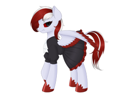 Size: 2048x1536 | Tagged: safe, anonymous artist, oc, oc only, oc:fallen thought, pegasus, pony, 2022 community collab, derpibooru community collaboration, clothes, female, hoof shoes, simple background, slit pupils, solo, transparent background, wings