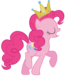 Size: 2291x2618 | Tagged: safe, artist:tardifice, pinkie pie, earth pony, pony, g4, crown, eyes closed, female, high res, jewelry, mare, open mouth, raised hoof, regalia, simple background, solo, transparent background, vector