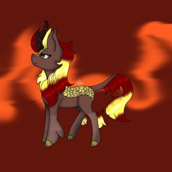 Size: 1200x1200 | Tagged: safe, artist:renbouspot, oc, oc only, kirin, pony, full body, kirin oc, male, pony oc, ponytail, ponytails, simple background, solo, stallion