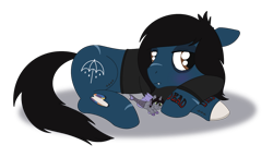 Size: 1557x894 | Tagged: safe, artist:dyonys, earth pony, pony, siren, undead, zombie, zombie pony, blushing, bring me the horizon, kellin quinn, oliver sykes, plushie, simple background, sleeping with sirens, transparent background