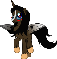 Size: 2912x3032 | Tagged: safe, artist:php178, derpibooru exclusive, oc, oc only, oc:maddie, alicorn, horse, pony, 2022 community collab, derpibooru community collaboration, .svg available, alicorn oc, blaze (coat marking), blue eyes, chest fluff, coat markings, cobalt blue eyes, eyeshadow, facial markings, glasses, high res, horn, inkscape, looking at you, mad piano, makeup, oc request, ponified, requested art, simple background, smug, super mario 64, super mario bros., svg, transparent background, unshorn fetlocks, vector, wings
