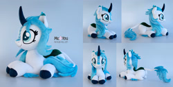 Size: 2300x1171 | Tagged: safe, artist:meplushyou, oc, oc only, oc:lumi, kirin, irl, lying down, photo, plushie, prone, solo