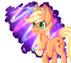 Size: 1024x917 | Tagged: safe, artist:snowolive, applejack, earth pony, pony, g4, cutie mark, female, mare, partial background, raised hoof, simple background, smiling, solo, stars, transparent background