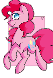 Size: 1024x1490 | Tagged: safe, artist:snowolive, part of a set, pinkie pie, earth pony, pony, g4, abstract background, cutie mark, female, looking at you, mare, shrunken pupils, simple background, smiling, solo, transparent background
