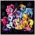 Size: 900x900 | Tagged: safe, artist:turonie, applejack, fluttershy, pinkie pie, rainbow dash, rarity, twilight sparkle, earth pony, pegasus, pony, unicorn, g4, abstract background, cute, cutie mark, deviantart watermark, female, looking at you, mane six, mane six opening poses, mare, obtrusive watermark, one eye closed, open mouth, raised hoof, redraw, remake, smiling, unicorn twilight, watermark, wink