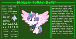 Size: 11720x6000 | Tagged: safe, artist:php170, princess flurry heart, pony, fallout equestria, g4, bio, clothes, cute, cutie mark, fallout, fallout equestria: character guide, female, filly, filly flurry heart, flurrybetes, flying, horn, jumpsuit, looking at you, pipboy, s.p.e.c.i.a.l., smiling, smiling at you, solo, tail, test, vector, wings