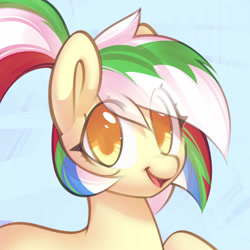 Size: 2500x2500 | Tagged: safe, artist:mirroredsea, oc, oc only, oc:tcb, earth pony, pony, g4, eye clipping through hair, high res, open mouth, open smile, smiling, solo