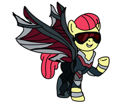 Size: 809x676 | Tagged: safe, artist:evergreen2024, apple bloom, earth pony, pony, g4, falcon (marvel), female, mare, older, outfit, simple background, solo, transparent background