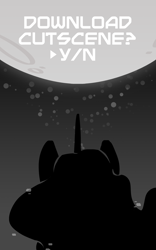 Size: 800x1280 | Tagged: safe, artist:egophiliac, princess luna, alicorn, pony, moonstuck, g4, ethereal mane, female, grayscale, mare, monochrome, moon, silhouette, solo, space