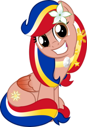 Size: 2038x2942 | Tagged: safe, artist:jhayarr23, oc, oc only, oc:pearl shine, pegasus, pony, cute, grin, high res, looking at you, nation ponies, philippines, ponified, simple background, sitting, smiling, solo, transparent background