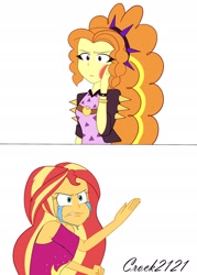 Size: 1280x1784 | Tagged: safe, artist:crock2121, adagio dazzle, sunset shimmer, equestria girls, equestria girls series, g4, spring breakdown, sunset's backstage pass!, spoiler:eqg series (season 2), angry, betrayal, clothes, comic, cruise outfit, crying, duo, duo female, female, heartbreak, implied lesbian, music festival outfit, sad, shrunken pupils, slap, tears of anger, teary eyes
