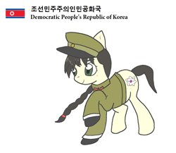 Size: 1181x1025 | Tagged: safe, artist:foxy1219, oc, oc only, oc:mokran, pony, braid, clothes, female, hat, korean, military uniform, nation ponies, north korea, ponified, simple background, solo, uniform, white background