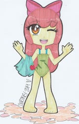 Size: 1856x2904 | Tagged: safe, artist:icy-daydreams, apple bloom, equestria girls, g4, clothes, one-piece swimsuit, solo, swimsuit