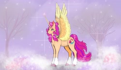 Size: 3999x2299 | Tagged: safe, artist:ponydevilgirl, sunny starscout, alicorn, pony, g5, my little pony: a new generation, alicornified, coat markings, high res, looking at you, race swap, socks (coat markings), solo, sunnycorn