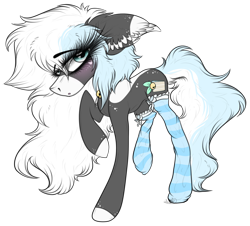 Size: 2370x2138 | Tagged: safe, artist:beamybutt, oc, oc only, oc:bluebell, earth pony, pony, clothes, colored hooves, ear fluff, earth pony oc, female, high res, mare, simple background, socks, solo, striped socks, transparent background