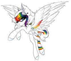 Size: 3605x3125 | Tagged: safe, artist:beamybutt, oc, oc only, pegasus, pony, ear fluff, eyelashes, female, high res, mare, multicolored hair, pegasus oc, rainbow hair, rearing, simple background, solo, transparent background, wings