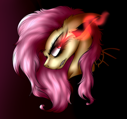 Size: 2377x2215 | Tagged: safe, artist:beamybutt, fluttershy, bat pony, pony, g4, bat ponified, bust, ear fluff, female, flutterbat, high res, mare, race swap, solo, sombra eyes