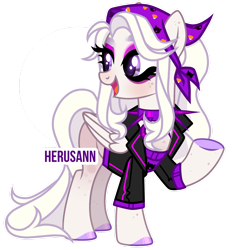 Size: 1600x1718 | Tagged: safe, artist:herusann, oc, oc only, pegasus, pony, bandana, base used, choker, clothes, colored hooves, female, looking back, mare, pegasus oc, simple background, smiling, solo, spiked choker, transparent background, wings