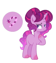 Size: 2419x2727 | Tagged: safe, artist:just-silvushka, oc, oc only, pony, unicorn, base used, female, high res, hoof on chest, horn, magical lesbian spawn, mare, offspring, parent:pinkie pie, parent:twilight sparkle, parents:twinkie, raised hoof, simple background, smiling, solo, transparent background, unicorn oc