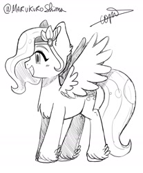 Size: 1536x1858 | Tagged: safe, artist:marukuro, pipp petals, pony, g5, monochrome, solo