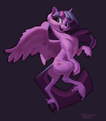 Size: 2625x3000 | Tagged: dead source, safe, artist:mindofor, twilight sparkle, alicorn, pony, g4, female, high res, mare, open mouth, simple background, smiling, solo, twilight sparkle (alicorn)