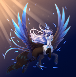 Size: 2680x2706 | Tagged: safe, artist:honeybbear, oc, oc only, oc:cyan crystal, pegasus, pony, female, flying, high res, mare, solo
