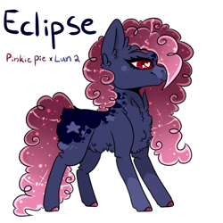 Size: 990x990 | Tagged: safe, artist:sparky-boi, oc, oc only, oc:eclipse, pony, chest fluff, magical lesbian spawn, offspring, parent:pinkie pie, parent:princess luna, parents:lunapie, simple background, solo, white background