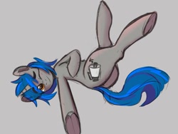 Size: 1378x1035 | Tagged: safe, artist:tasiashoe, oc, oc only, oc:homage, pony, unicorn, fallout equestria, butt, lying down, on back, plot, simple background, solo, underhoof