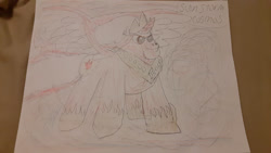 Size: 1280x720 | Tagged: safe, oc, oc only, oc:sunstorm cosmos, alicorn, pony, male, photo, solo, stallion, traditional art