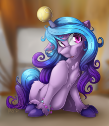 Size: 2550x2949 | Tagged: safe, artist:mychelle, izzy moonbow, pony, unicorn, g5, my little pony: a new generation, ball, high res, horn, hornball, izzy's tennis ball, solo, tennis ball