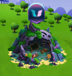 Size: 613x641 | Tagged: safe, gameloft, g4, my little pony: magic princess, cave, chalkboard, class, limited-time story, the anonymous campsite