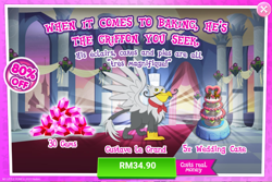 Size: 1036x690 | Tagged: safe, gameloft, gustave le grande, griffon, g4, advertisement, costs real money, introduction card