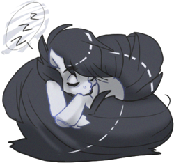 Size: 400x374 | Tagged: safe, artist:thegamercolt, oc, oc only, oc:thegamercolt, earth pony, pony, big mane, impossibly large tail, simple background, sleeping on tail, solo, tail, transparent background