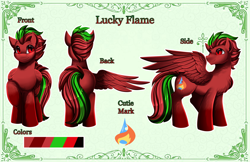 Size: 5216x3386 | Tagged: safe, artist:pridark, oc, oc only, oc:lucky flame, pegasus, pony, pegasus oc, reference sheet, solo
