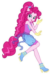 Size: 510x736 | Tagged: safe, artist:wavebreeze234, pinkie pie, equestria girls, g4, clothes, eyelashes, female, gloves, high heels, ponied up, shoes, simple background, skirt, smiling, solo, transparent background