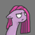 Size: 300x300 | Tagged: safe, artist:askpinkiepieandfriends, pinkie pie, earth pony, pony, g4, bust, female, floppy ears, frown, gray background, mare, pinkamena diane pie, simple background, solo