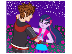 Size: 480x360 | Tagged: safe, artist:wavebreeze234, equestria girls, g4, clothes, crossover, dancing, eyelashes, female, grin, kingdom hearts, male, simple background, smiling, sora, straight, transparent background