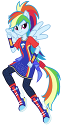 Size: 367x730 | Tagged: safe, artist:wavebreeze234, rainbow dash, equestria girls, g4, clothes, eyelashes, female, ponied up, simple background, skirt, smiling, solo, transparent background, wings