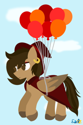 Size: 1376x2065 | Tagged: safe, artist:samsailz, oc, oc only, pegasus, pony, balloon, commission, fly away, hat, lineless, no pupils, solo, witch hat, ych result