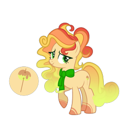 Size: 3336x3280 | Tagged: safe, artist:just-silvushka, oc, oc only, earth pony, pony, bowtie, earth pony oc, eyelashes, female, high res, magical lesbian spawn, mare, offspring, parent:applejack, parent:cherry jubilee, parents:cherryjack, raised hoof, simple background, smiling, solo, transparent background