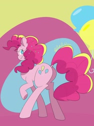 Size: 3024x4032 | Tagged: safe, artist:darkdoubloon, pinkie pie, earth pony, pony, g4, balloonbutt, butt, dock, female, looking at you, looking back, looking back at you, mare, plot, smiling, smiling at you, solo, tail