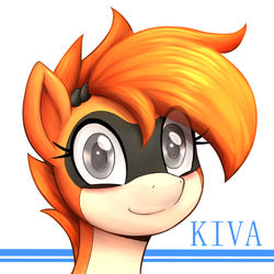 Size: 2000x2000 | Tagged: safe, artist:anearbyanimal, oc, oc only, oc:kiva, pony, robot, robot pony, female, high res, looking at you, simple background, smiling, solo, white background